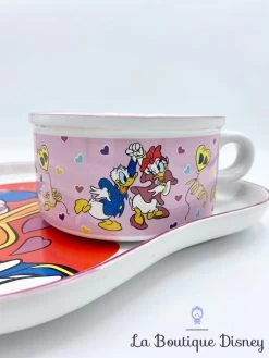 Poupées Soldes -Poupées Soldes ensemble petit dejeuner donald daisy disney moonflower bol assiette coeur love rose 6