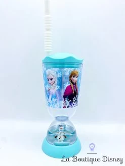 Gobelet Paille La Reine Des Neiges Disney Store Verre Plastique Bleu Anna Elsa Olaf Sven -Poupées Soldes gobelet paille anna elsa la reine des neiges disney store verre plastique figurine flotte 0