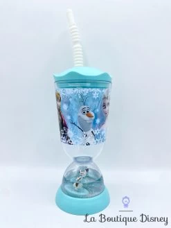 Gobelet Paille La Reine Des Neiges Disney Store Verre Plastique Bleu Anna Elsa Olaf Sven -Poupées Soldes gobelet paille anna elsa la reine des neiges disney store verre plastique figurine flotte 1