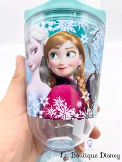 Gobelet Paille La Reine Des Neiges Disney Store Verre Plastique Bleu Anna Elsa Olaf Sven -Poupées Soldes gobelet paille anna elsa la reine des neiges disney store verre plastique figurine flotte 5