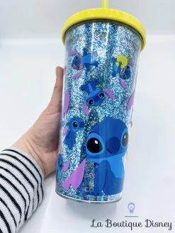 Gobelet Paille Stitch Disney Store Verre Plastique Paillettes Bleu Jaune -Poupées Soldes gobelet paille stitch disney store verre plastique bleu jaune lilo et stitch paillettes 8