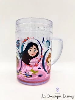 Tasse Plastique Princesses Disney Store 2018 Mug Rose Violet Eau Paillettes -Poupées Soldes gobelet plastique princesses disney parks 2018 verre eau tasse pailettes 1
