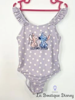 Maillot De Bain Une Pièce Stitch Angel Disney Taille 5 Ans Lilo Et Stitch Violet Fleurs
