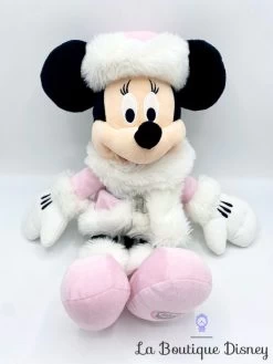 Peluche Minnie Mouse Hiver Disney Store Exclusive Manteau Chapka Blanc Rose 46 Cm