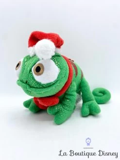Peluche Pascal Noël Disney Store 2013 Raiponce Caméléon Vert Bonnet Père Noel 20 Cm