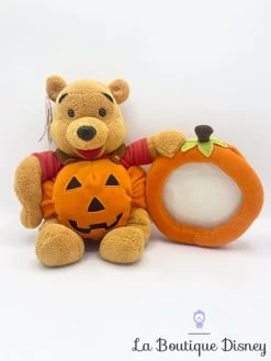 Peluche Winnie L'ourson Halloween Disney Store Cadre Photo Citrouille Orange 33 Cm