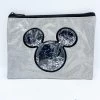 Pochette Mickey Mouse Disney Argenté Trousse Maquillage Paillettes 2 Pochette Mickey Mouse Disney Argenté Trousse Maquillage Paillettes -Poupées Soldes pochette tete mickey mouse paillettes argente strass disney trousse rangement 1