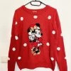 Pull Noël Minnie Mouse Disney Cache Cache Taille M Rouge Pois -Poupées Soldes pull minnie mouse noel rouge disney cache cache pois paillettes 1