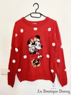 Pull Noël Minnie Mouse Disney Cache Cache Taille M Rouge Pois