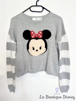 Pull Cropped Minnie Mouse Tsum Tsum Disney Store Taille S Gris Rayures