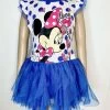 Robe Minnie Mouse Disney Taille 6 Ans Tutu Voile Bleu Blanc Pois Love Minnie