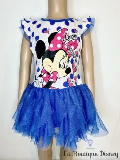 Robe Minnie Mouse Disney Taille 6 Ans Tutu Voile Bleu Blanc Pois Love Minnie