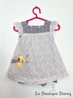 Robe Winnie L'ourson Disney Taille 6 Mois Body Pooh Branche Arbre Gris Dentelle