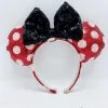 Serre Tête Oreilles Minnie Mouse Sequins Disney Pois Rouge Strass Taille Enfant -Poupées Soldes serre tete oreilles minnie mouse sequins rouge pois disney primark ears enfant 3