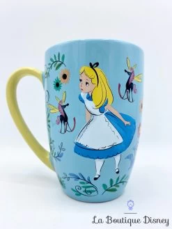 Tasse Alice Au Pays Des Merveilles Disney Store Mug Bleu Dessins Fleurs -Poupées Soldes tasse alice au pays des merveilles disney store mug bleu fleurs dessins 1