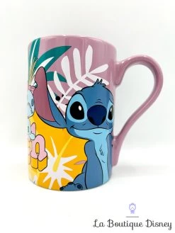 Tasse Stitch Souillon Disney Store Mug ShopDisney Lilo Et Stitch Bleu Violet Feuilles -Poupées Soldes tasse stitch souillon disney parks mug shopdisney violet rose feuilles 0