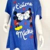 Tee Shirt Mickey Minnie Bisous Disney Store Taille XL Bleu Je T'aime Mickey -Poupées Soldes tee shirt mickey minnie je taime disney store bleu bisous 2