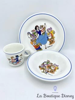 Ensemble Vaisselle Blanche Neige Et Les Sept Nains Disney Quadrifoglio Italy Assiette Tasse Vintage