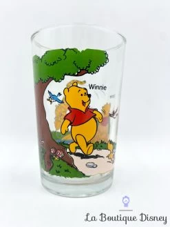 Verre Winnie L'ourson Disney VMC Reims Vintage Moutarde